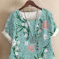 Cotton and linen fashion printing ladies short-sleeved shirt