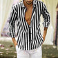 Men's Cotton Linen Striped Button Shirt