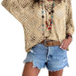 🥰Summer Sale-55% OFF💛Women's Bohemian-Inspired Beige Crochet Top With V-Neck