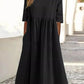 🔥Women's Casual Crew Neck Pocket Smocked Cotton Dress