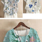 Cotton and linen fashion printing ladies short-sleeved shirt
