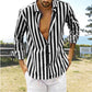 Men's Cotton Linen Striped Button Shirt