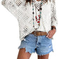 🥰Summer Sale-55% OFF💛Women's Bohemian-Inspired Beige Crochet Top With V-Neck