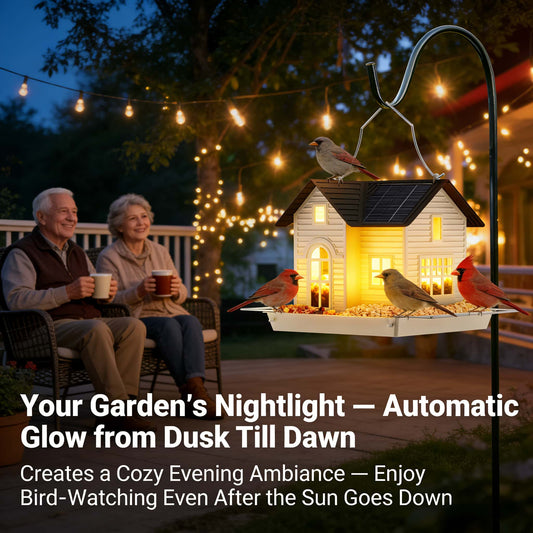 🏆Last Day Promo: 55% OFF 🎖️Solar‐Powered Hanging Bird Feeder with Glow – Sturdy Metal Hopper Design🌙🐦