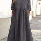 🔥Women's Casual Crew Neck Pocket Smocked Cotton Dress