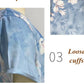 Cotton and linen fashion printing ladies short-sleeved shirt