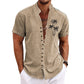 🔥BUY 2 GET 10% OFF💝Men's Coconut Tree Graphic Print Stand Collar Shirt