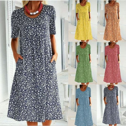 🎁2026 Spring Sale---Up to 50% Off🎁Casual Women Scoop Neck Floral Dress (with pockets)
