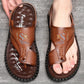 Men's Breathable Soft Leather Outdoor Sandals With Latex footpads