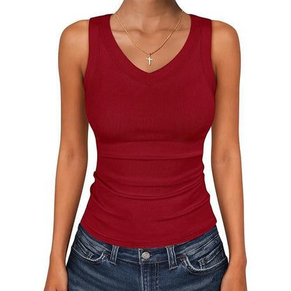 ⛱️Women's V-Neck Ribbed Knit Tank Top