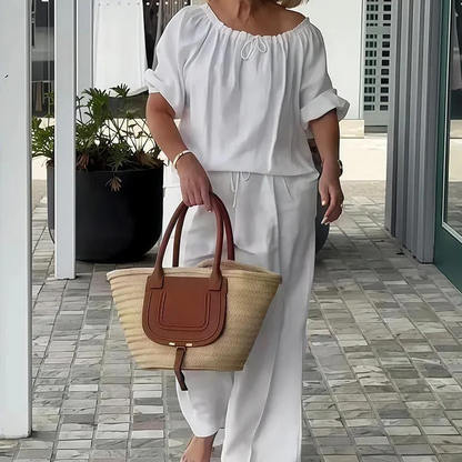 Women's Drawstring Top & Pants 2-Piece Set
