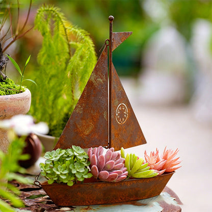 🏆Last Day Promo: 49% OFF 🎖️Rustic Sailboat Metal Planter